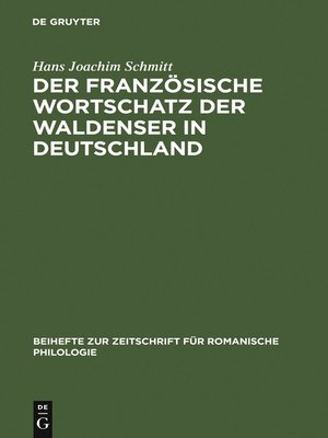 cover image of Der französische Wortschatz der Waldenser in Deutschland